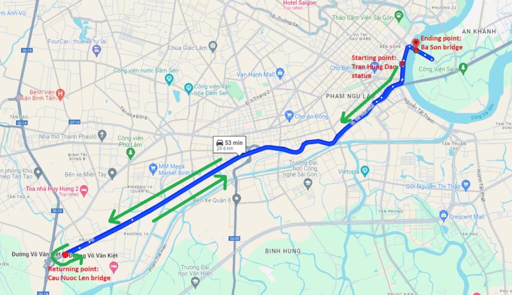 top routes for cyclists in Ho Chi Minh city