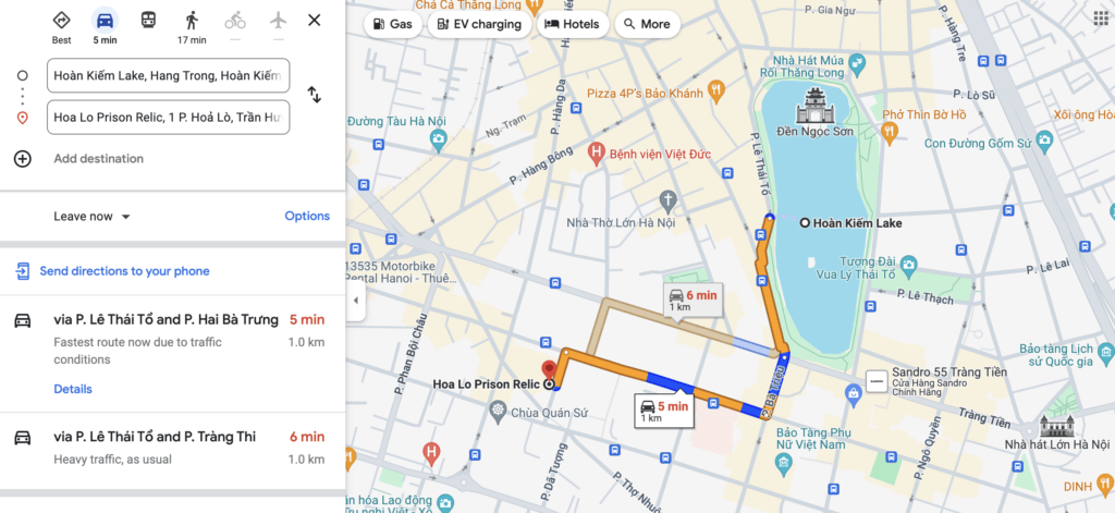 map to visit hoa lo prison